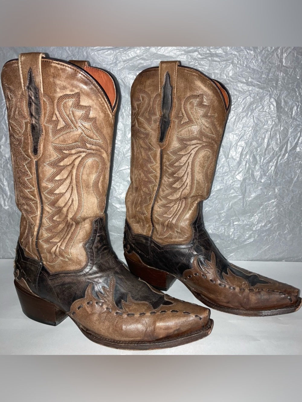 Dan Post Men Lucky Break Buckstitch Overlay Cowboy Western BootSz 7.5 D DP2249